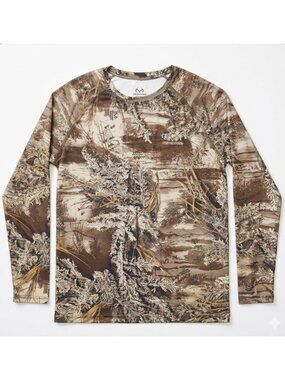 Realtree Mens Long-Sleeve Performance Camo Shirt Moisture-Wicking Lightweight XL